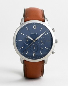 Часы-хронограф с кожаным ремешком Fossil FS5453 Neutra 44 мм - Рыжий