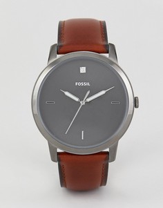 Часы с кожаным ремешком Fossil FS5479 Minimalist — 44 мм - Коричневый