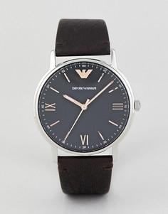 Часы 41 мм с кожаным ремешком Emporio Armani AR11153 Kappa - Коричневый