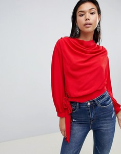 Топ с драпированным воротом и пуговицами ASOS DESIGN - Красный