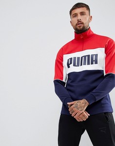 Темно-синий свитшот в стиле ретро с короткой молнией Puma 57637806 - Темно-синий