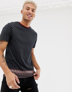 Черная футболка с мозаичным принтом River Island - Черный