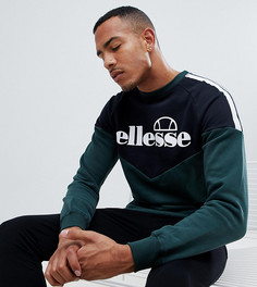 Зеленый свитшот с шевронной вставкой и полосками по бокам ellesse - Зеленый