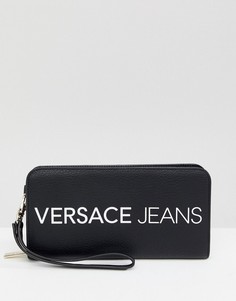 Кошелек с контрастным логотипом и ремешком на запястье Versace Jeans - Черный