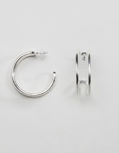 Серебристые двойные серьги-кольца ALDO Geradda - Серебряный