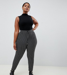 Облегающие брюки в тонкую полоску из ткани понте ASOS CURVE Curve - Мульти