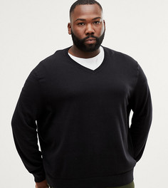 Черный джемпер с V-образным вырезом Burton Menswear Big & Tall - Черный