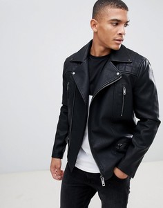 Черная байкерская куртка New Look - Черный