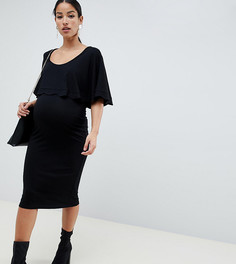 Облегающее платье миди для кормления с кейпом ASOS DESIGN Maternity - Синий