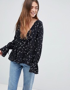 Oversize-блузка с запахом и принтом звезд ASOS DESIGN - Мульти