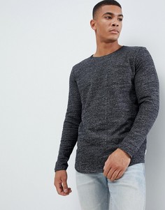 Меланжевый лонгслив Jack & Jones Core - Черный