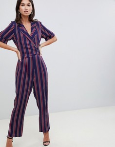 Комбинезон в полоску с запахом и пряжкой ASOS DESIGN - Мульти