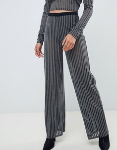 Брюки прямого кроя с серебристыми полосками ASOS DESIGN - Черный