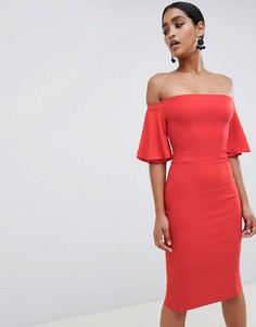 Платье миди с оборками на рукавах Vesper - Красный