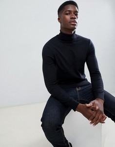 Черный джемпер с отворачивающимся воротником Burton Menswear - Черный