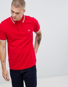 Красное поло с двойным кантом Fred Perry - Красный