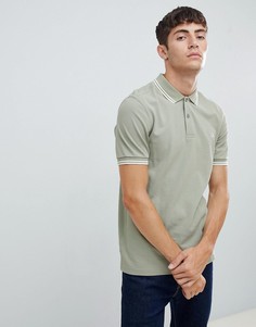 Бледно-зеленое поло с двойным кантом Fred Perry - Зеленый