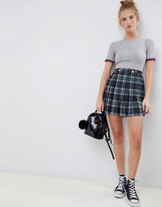 Мини-юбка в клетку с золотистыми пуговицами ASOS DESIGN - Мульти