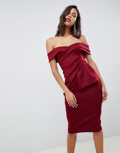 Платье-футляр миди с запахом ASOS DESIGN - Красный