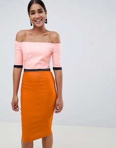 Платье-футляр в стиле колор блок с широким вырезом Vesper - Оранжевый
