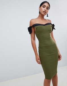 Облегающее платье с контрастной отделкой Vesper - Зеленый