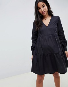 Свободное хлопковое платье мини ASOS DESIGN Maternity - Черный