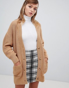 Светло-бежевый oversize-кардиган Monki - Коричневый