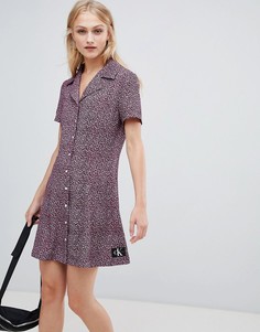 Платье с цветочным принтом и логотипом Calvin Klein Jeans - Мульти