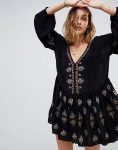 Блузка-туника с вышивкой Free People Adrianna - Черный
