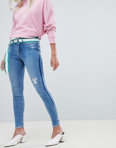 Выбеленные джинсы скинни с контрастными вставками River Island Molly - Синий