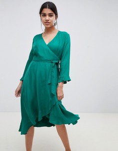 Платье с запахом и оборками Suncoo - Зеленый