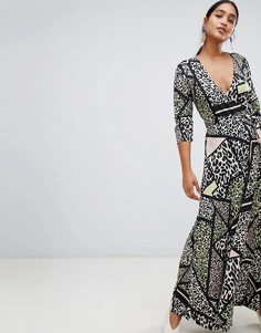 Платье макси с запахом и леопардовым принтом Liquorish - Мульти