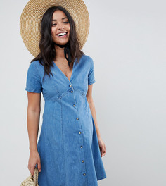 Синее джинсовое чайное платье ASOS DESIGN Maternity - Синий