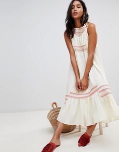 Платье макси с вышивкой Free People - Белый