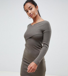 Трикотажное платье с запахом ASOS DESIGN Petite - Зеленый