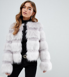 Фактурная шуба из искусственного меха ASOS DESIGN Petite - Серый