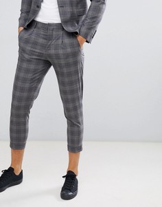 Укороченные премиум-брюки в серую клетку Jack & Jones - Серый