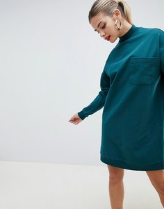 Трикотажное платье с накладным карманом ASOS DESIGN - Зеленый