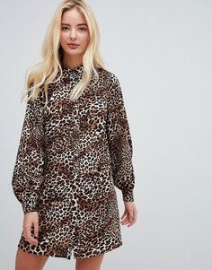 Платье-рубашка с леопардовым принтом Fashion Union - Мульти