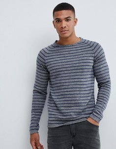 Легкий джемпер в полоску Jack and Jones - Темно-синий
