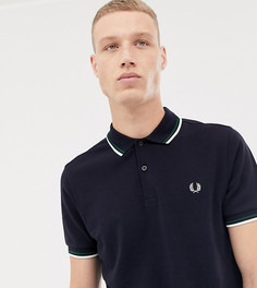 Темно-синяя облегающая футболка-поло с окантовкой и логотипом Fred Perry - Темно-синий