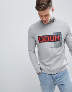 Серый свитшот с круглым вырезом и крупным логотипом Hugo Dicago-U1 - Серый