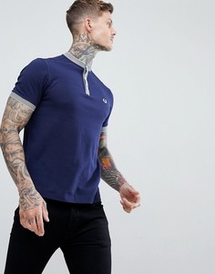 Синяя футболка из пике с планкой Fred Perry - Синий
