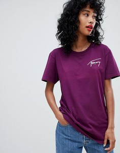 Футболка Tommy Jeans Signature - Фиолетовый
