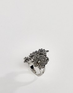 Серебристое кольцо с цветочной отделкой ASOS DESIGN - Серебряный
