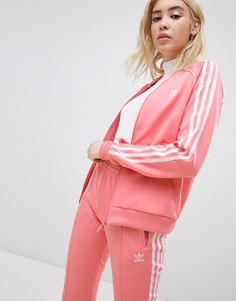 Розовая спортивная куртка с тремя полосками adidas Originals - Розовый