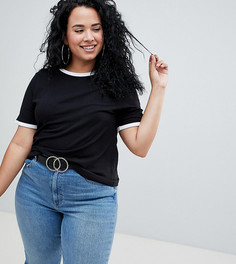 Черно-белая футболка с контрастной отделкой ASOS DESIGN Curve - Белый
