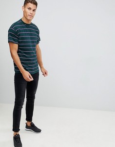 Зеленая oversize-футболка в полоску New Look - Зеленый