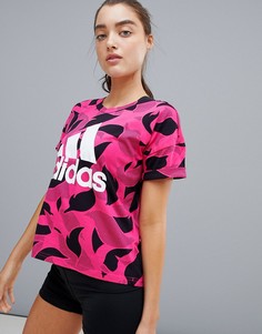 Спортивный кроп-топ с принтом adidas - Мульти