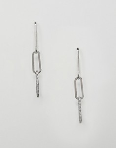 Серебристые серьги с цепочками и кристаллами ASOS DESIGN - Серебряный
